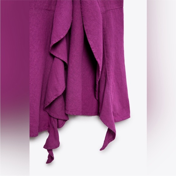 Zara limited edition Linen blend ruffled midi dress you cannot miss - Picture 5 of 11